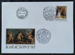 F4221d / 1993 Karácsony bélyeg FDC-n plusz emlékbélyegzővel
