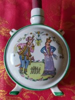 Zsolnay porcelán kulacs autentikus magyar népi mintával