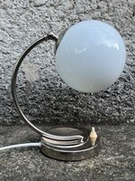 Bauhaus asztali lámpa opál búra - Art Deco vintage retro design csillár nikkel