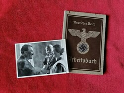 1936-os Adolf SHitler cigarettakép + WW2 Német Eredeti Arbeitsbuch Munkakönyv egyben eladó