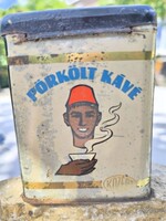 Retró Közért pőrkölt kávés fémdoboz 70 évek