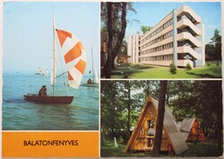 Képeslap, Balatonfenyves, Vitorlás, Hajó 1980 (SM2)