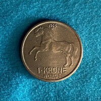 Norvégia - Norway - 1 krone - 1968 coin