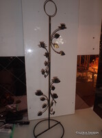 GYERTYATARTÓ - 102 x 27 cm - RÓZSÁS - KOVÁCSOLTVAS - 6 KARÚ - ANTIKOLT ARANY - HIBÁTLAN