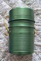 Retró üvegbetétes termosz – Zöld kiránduló termosz – Eredeti parafadugóval 17 cm