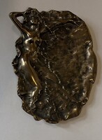 Szecessziós, bronz névjegykártyatartó tál.
