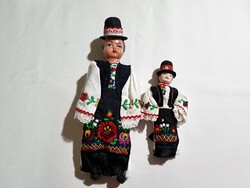 2 db retro Mezőkövesdi Matyó fiú baba 30 és 19 cm