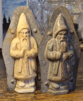 Eredeti vintage csokoládé Mikulás öntőforma, gipsz figurával – 14 cm, padláson fellelt állapotban