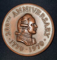 Ritka Ausztrál Bronz Emlékérem 1970 – James Cook