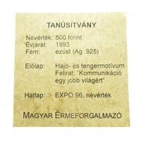 Magyarország,500 forint 1993 - Expo 96 - MÉF Certifikáció
