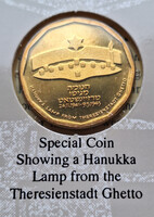 Izrael ½ új sékel, 1994 - Hanuka - Terezín - Emlékérme - Érmekészletből