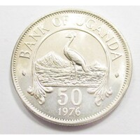 Uganda,50 cents 1976 aUNC+ nikkel