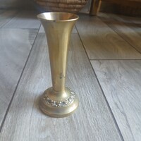 Pompás régi ezüstözött váza (13,3x6,5 cm)