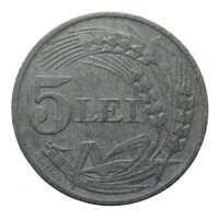 Románia,5 lei 1942 EF+ cink