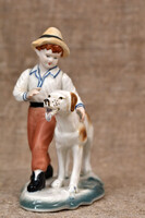 Regal porcelán figura – fiú kutyával, Európa, 1980-as évek