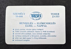 Tempó TAXI Szeged kártyanaptár 1985