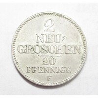 Németország,2 neugroschen/20 pfennige 1856 F - Szász Királyság aUNC+ ezüst 3g312