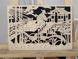 Keleti témájú fából készült kép 30x21 cm