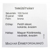 Magyarország,100 forint 1998 - 1848-49-es forradalom és szabadságharc - MÉF Certifikáció