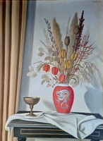 Mácsai István (1922 - 2005) : Csendélet sárkányos vázával