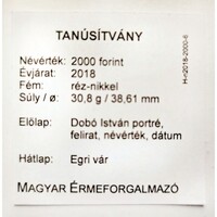 ,2000 forint 2018 - Egri vár - MÉF - Certifikáció