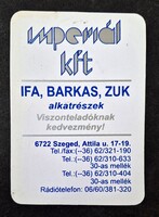 Imperiál Kft IFA BARKAS ZUK alkatrészek Szeged kártyanaptár 1995