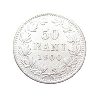 Románia,50 bani 1900 - VERDEHIBÁS ELLENTÉTES OLDAL ÁTÜT aUNC+ ezüst 2.50g835