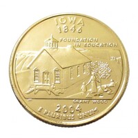 USA,quarter dollar 2004 D - Iowa - aranyozott aUNC+ nikkel