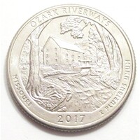 USA,quarter dollar 2017 D - Ozark Riverways aUNC+ nikkel