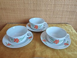 Retro Alföldi pipacsos teáscsésze aljjal - 3 db A382