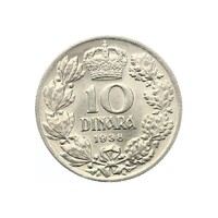 Jugoszlávia,10 dinara 1938 aUNC+ nikkel