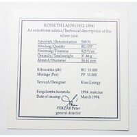 Magyarország,500 forint 1994 BU - Kossuth Lajos - Certifikáció