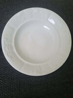 Antik Zsolnay fehér indamintás mélytányér - SIMA PEREMŰ változat - 24 cm