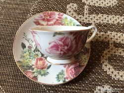Rózsás porcelán csésze alátéttel