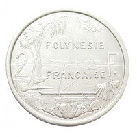 Francia Polinézia,2 francs 1995 aUNC+ aluminium