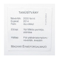 Magyarország,2000 forint 2014 - Ybl Miklós - MÉF Certifikáció