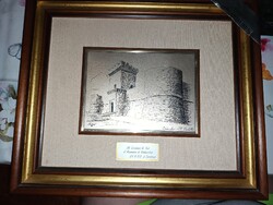 Exkluzív olasz ezüst falikép (Argento 925, 40x34 cm) – Castello Piccolomini (Ortucchio)