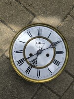 Antik 2 súlyos perc kivezetéses szerkezet , díszes réz betolón ! Biedermeier neobarokk..
