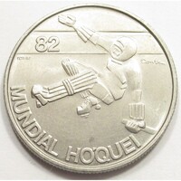 Portugália,25 escudos 1982 - Görkorcsolyás hoki VB aUNC+ nikkel