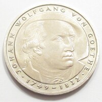 Németország,5 mark 1982 D - J. W. von Goethe költő halálának 150. évfordulója aUNC+ nikkel