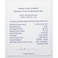 Magyarország,20000 forint 2018 PP - Mátyás király - Certifikáció
