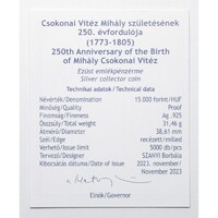 Magyarország,15000 forint 2023 PP - Csokonai Vitéz Mihály - Certifikáció