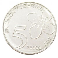 Argentína,5 pesos 2017 aUNC+ nikkel