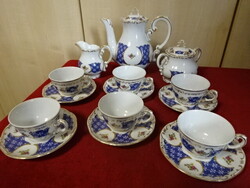 Zsolnay porcelán Marie Antoinette mintájú kávéskészlet, 15 darabos.  Jókai