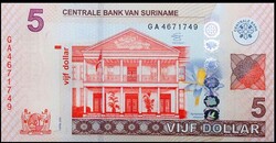 Suriname 5 dollár UNC 2012