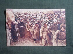 Képeslap,első világháború,Orosz hadi foglyok vonulása,katona,fegyver,1915-