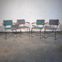 Marcel Breuer "Cesca" stílusú karfás csővázas kárpitos szék