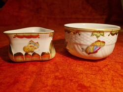 2 darab Herendi porcelán Viktória mintás bonbonier/cukortartó alja,  hibátlan állapotban