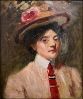 Glatter Gyula (1886–1927) KALAPOS HÖLGY VÖRÖS NYAKKENDŐVEL