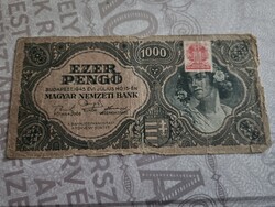 1945-ös 1000 Pengő VF MNB bélyeggel